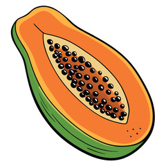 fresh papaya with seeds  close up organic texture.eps