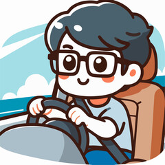 Illustration of a person driving a car