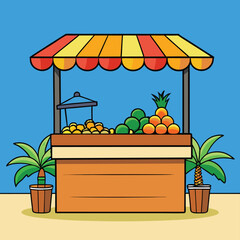 fruit market stall illustration  tropical vibe.eps