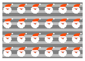 Christmas wallpaper: the cute head of Santa Claus on the grey strip background 
