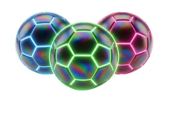 Naklejka premium Three iridescent geometric eggs isolated on transparent background