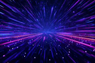 Obraz premium Neon Light Speed ​​Tunnel Abstract – AI Generative