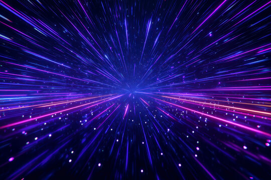 Neon Light Speed ​​Tunnel Abstract &ndash; AI Generative