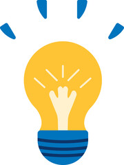 Illustration of a bright yellow light bulb symbolizing innovation, creativity, inspiration, and new ideas for business or educational concepts.