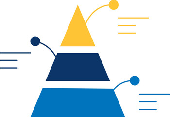 Three level business pyramid infographic diagram