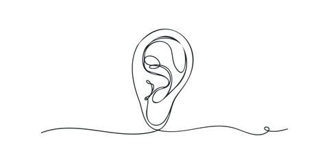 Single continuous line drawing of a human ear