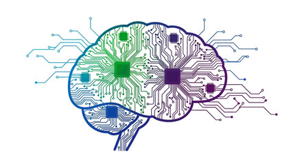 Innovative brain circuit design for technology advancement and artificial intelligence progress, perfect for a modern tech company or future-focused startup