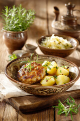 German Meatball with Potatoes and Sauerkraut &ndash; AI Generative