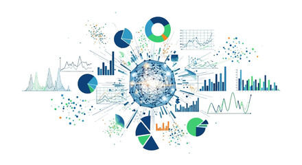 Fototapeta premium Unlock data insights with captivating visualizations of charts, graphs, and network connections for dynamic business reports and presentations with modern flair