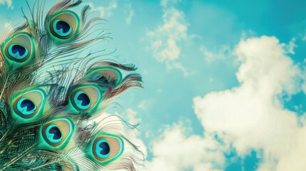 Iridescent Peacock Beauty: Close-Up Macro Shots of Colorful Feathers&mdash;Bright Blue/Green Plumes, Eye Patterns & Tail Details for Nature Art