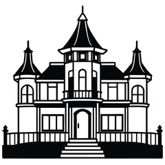 elegant victorian estate  balcony and turret  hand.eps