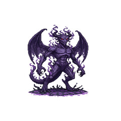 pixel art shadow demon beast winged monster dark magic design