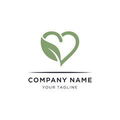 Green Leaf Heart Logo Design for Nature and Wellness Brand.