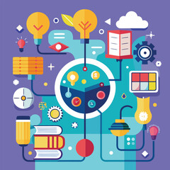 Obraz premium flat vector concept of abstract knowledge flow.eps