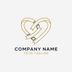 Elegant golden heart logo design for company branding and identity.
