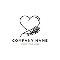 Elegant heart logo with olive branch, perfect for wellness and love related businesses.