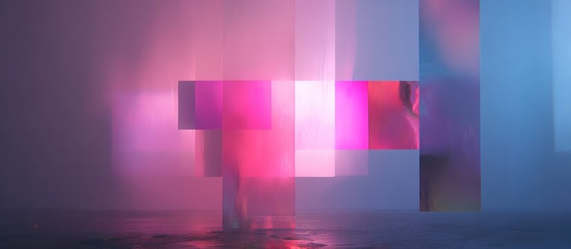 Abstract Geometric Shapes with Pink and Blue Hues.