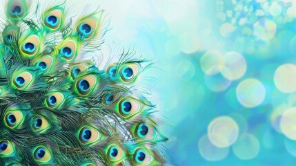 Iridescent Peacock Beauty: Close-Up Macro Shots of Colorful Feathers&mdash;Bright Blue/Green Plumes, Eye Patterns & Tail Details for Nature Art