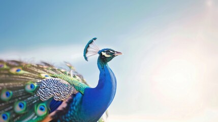 Iridescent Peacock Beauty: Close-Up Macro Shots of Colorful Feathers&mdash;Bright Blue/Green Plumes, Eye Patterns & Tail Details for Nature Art