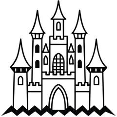 Fototapeta premium gothic castle ruins detailed towers black and wh (1).eps