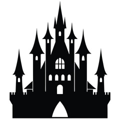 Obraz premium gothic castle with multiple turrets silhouette li.eps