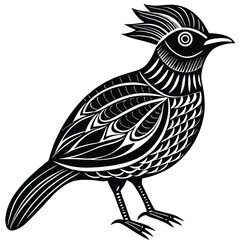Obraz premium keywords linocut bird vintage tribal handmade.eps