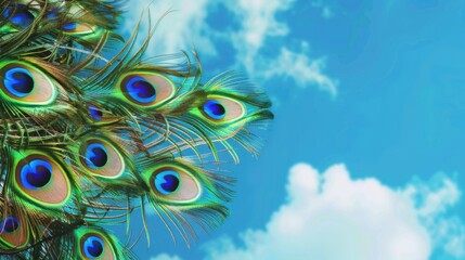 Iridescent Peacock Beauty: Close-Up Macro Shots of Colorful Feathers&mdash;Bright Blue/Green Plumes, Eye Patterns & Tail Details for Nature Art