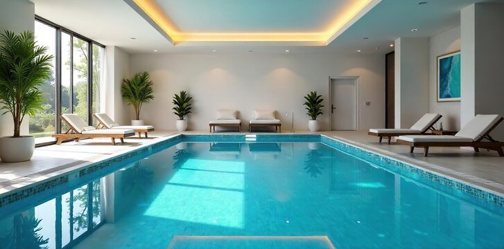 Sparkling Clean Indoor Swimming Pool Perfect for Relaxation and Aquatic Exercise