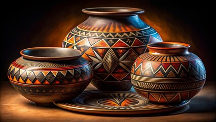 Elegant San Ildefonso Blackware Pottery Collection: Olla, Jar, Plate