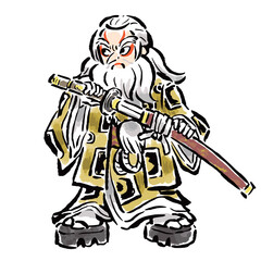 宝刀友切丸を抜刀する髭の意休（歌舞伎）