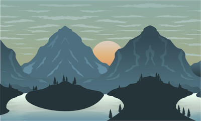 Serene Mountain Landscape wit...