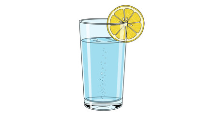 Refreshing sparkling water with a vibrant lemon slice for summer hydration and wellness promotion in eye-catching design for healthy living campaigns