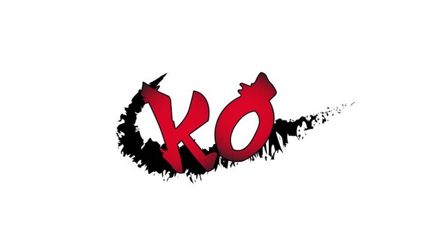 Red KO text animation, Painting doodle style, 4k video