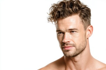 Obraz premium Image of attractive male model on white backdrop