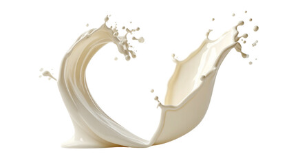 Side view vanilla milk pour duo in glass, isolated on transparent background