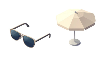 Sun Protection Essentials Vector Set in Dual Styles, isolated on transparent background