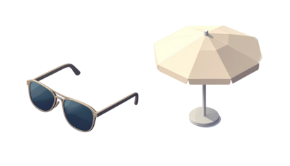 Sun Protection Essentials Vector Set in Dual Styles, isolated on transparent background