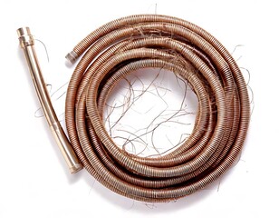 Coiled Copper Tube with Fitting - Industrial Component Detail.