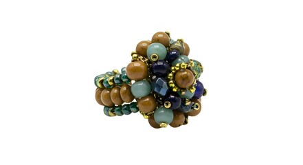 Beaded ring jewelry on white background