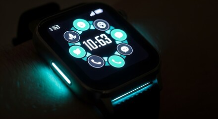 Luminous smart wearable device illuminating its futuristic interface