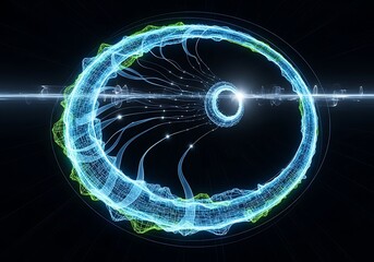 Futuristic abstract technology eye in cyberspace digital network design