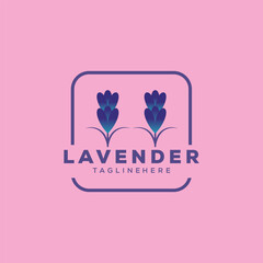 Lavender Logo Elegant Violet Flower Plant Illustration Floral Ornament Design.