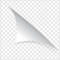 Realistic Page Curl Corner with Shadow on Transparent Background