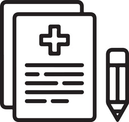 Fototapeta premium Medical document with cross symbol and pencil icon for healthcare records
