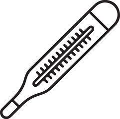 Simple line art illustration of a classic mercury thermometer for measuring temperature