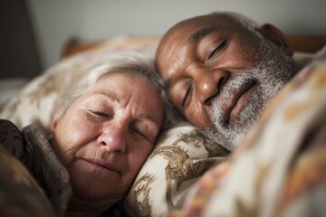 Older couple resting in a bed