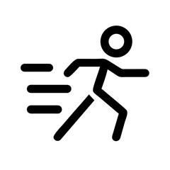 Running stick figure, a symbol of speed and motion