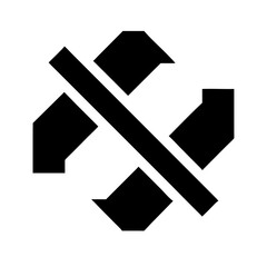 Black and white windmill icon with a line through it