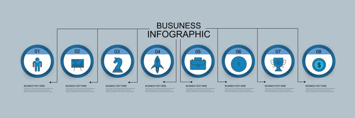 Business circle infographic design template with icons and 8 options or steps