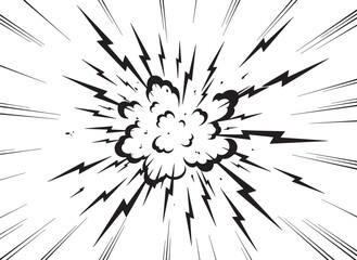 smoke and lightning line art explosion explode smoke effect and lightning
